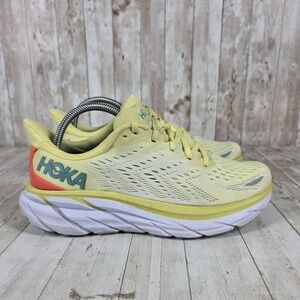 Hoka Clifton 8 Women's Running Shoes Lemon Yellow Teal Size 9B 1119394